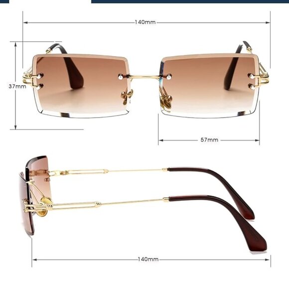 Vintage Rimless Square Sun Glasses